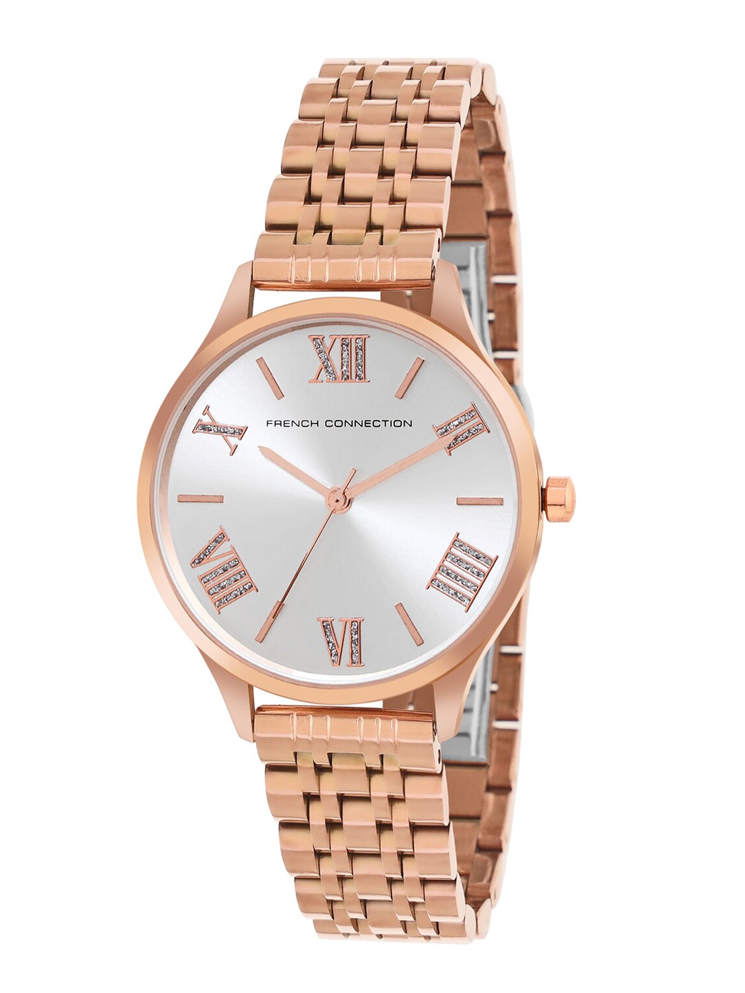 

French Connection Women Embellished Dial & Stainless Steel Bracelet Style Straps Analogue Watch FCN00067H, Silver