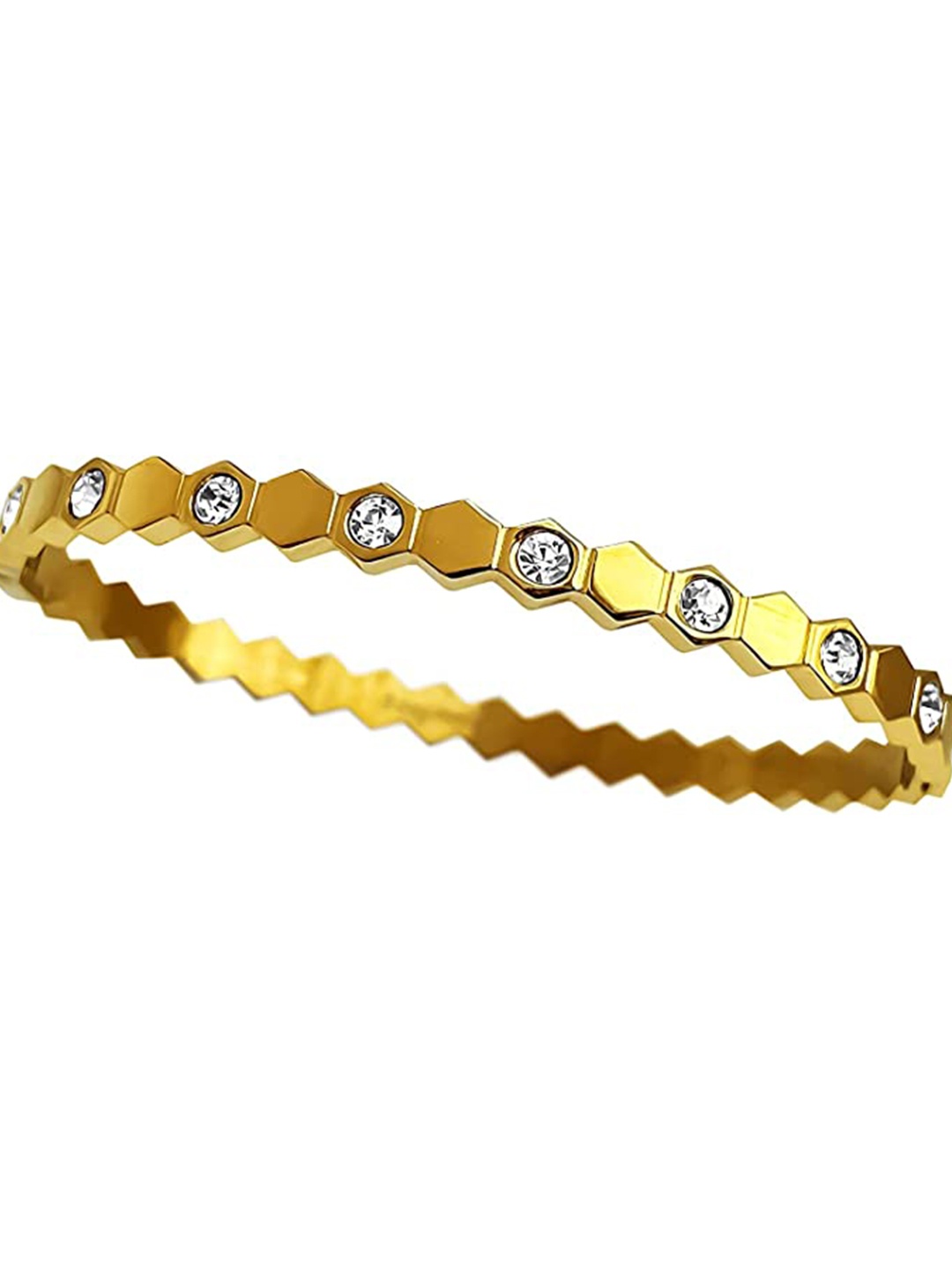 

VIEN Gold-Plated Stone-Studded Kada Bracelet