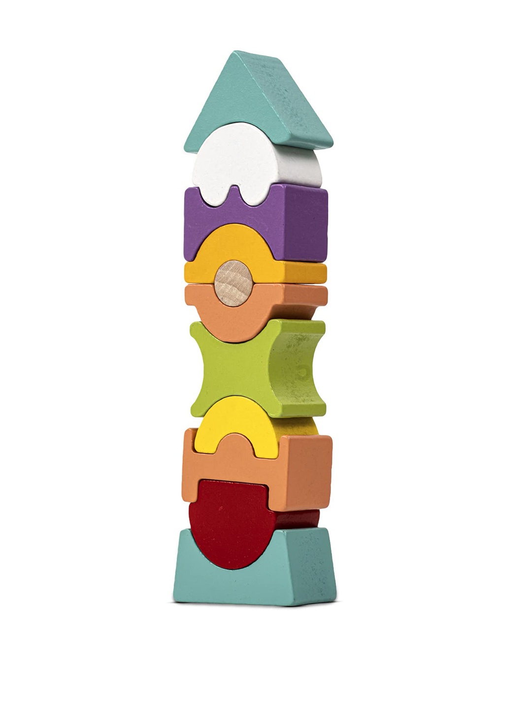 

BAYBEE Kids Wooden Tower Building Blocks Puzzle Toy, Red
