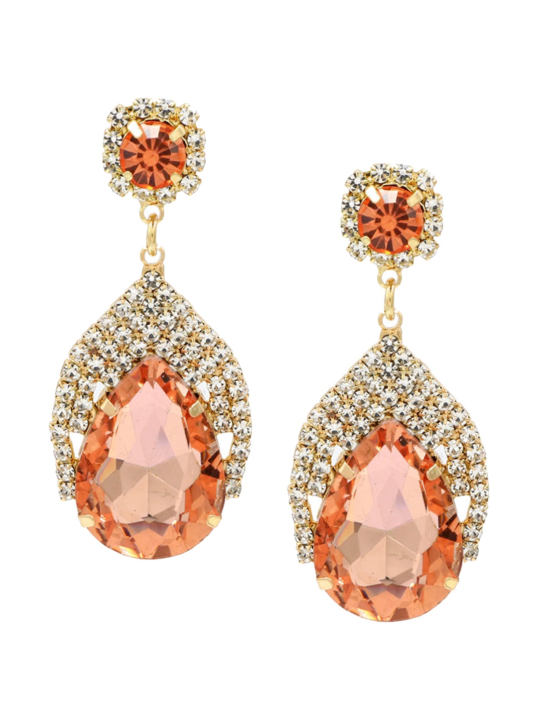 

Bellofox Orange Teardrop Shaped Drop Earrings, Gold