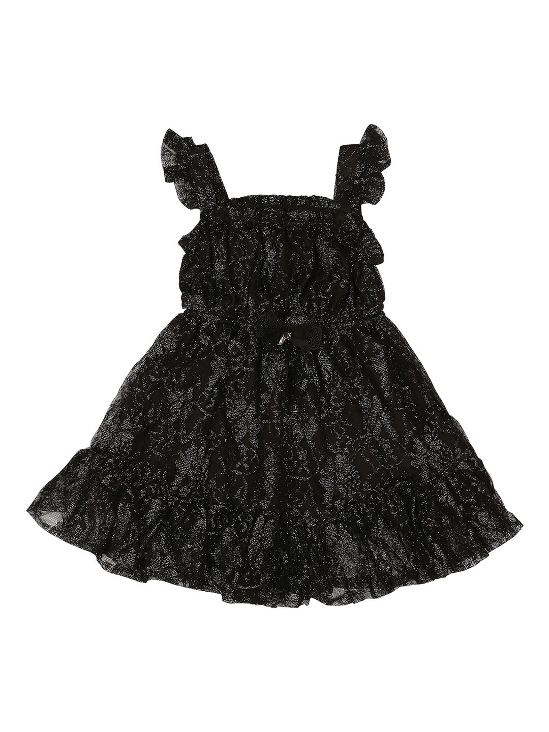 

Actuel Girls Self Design Fit & Flare Dress, Black