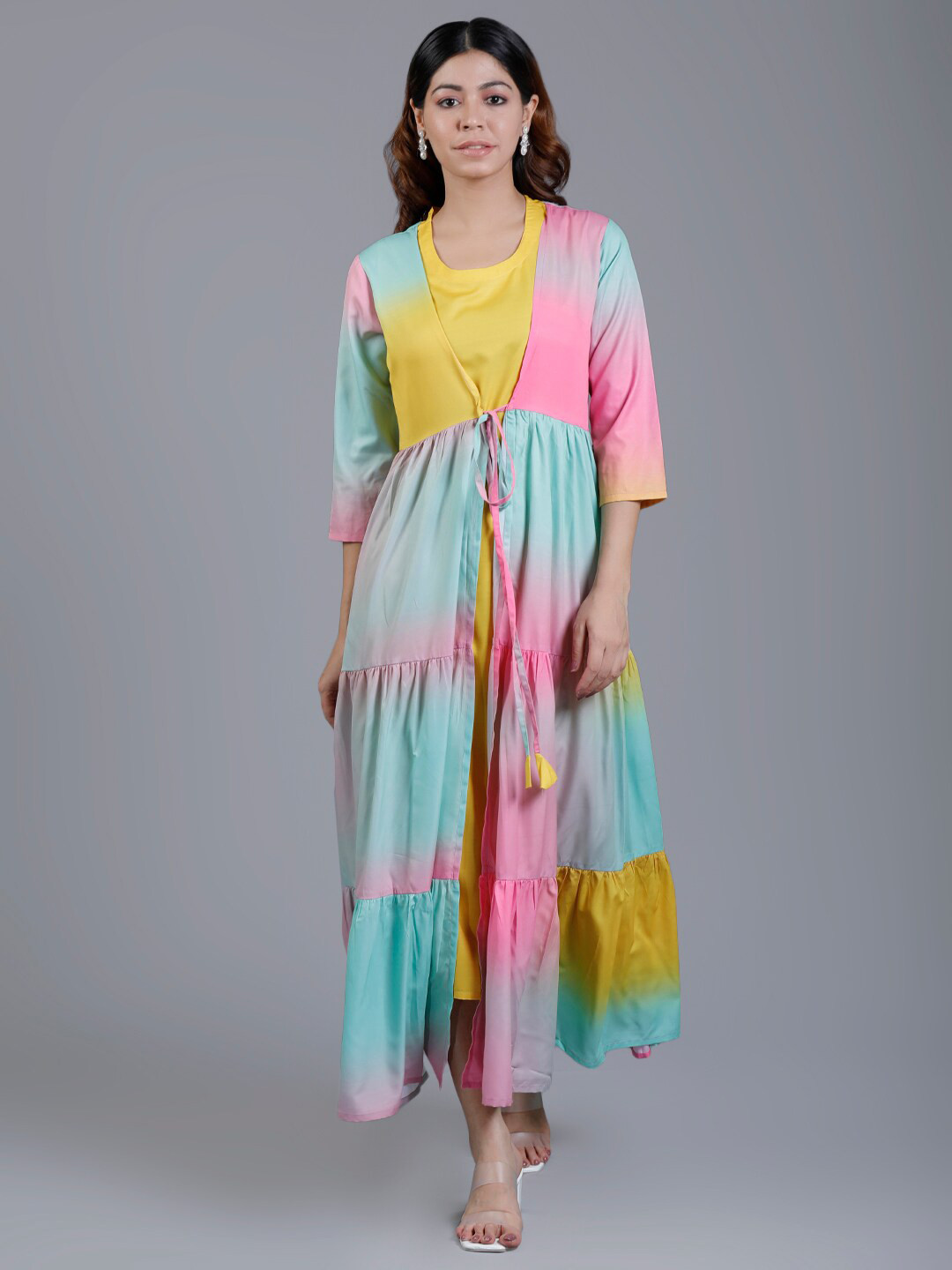 

V TRADITION Tie and Dye Organic Cotton Maxi Dress, Blue
