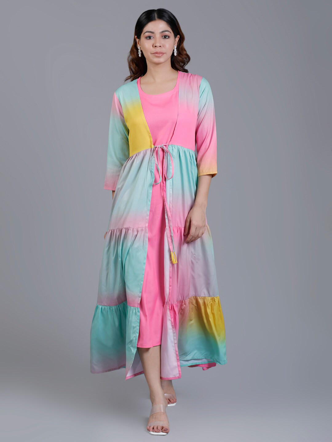 

V TRADITION Tie and Dye Organic Cotton Maxi Dress, Blue