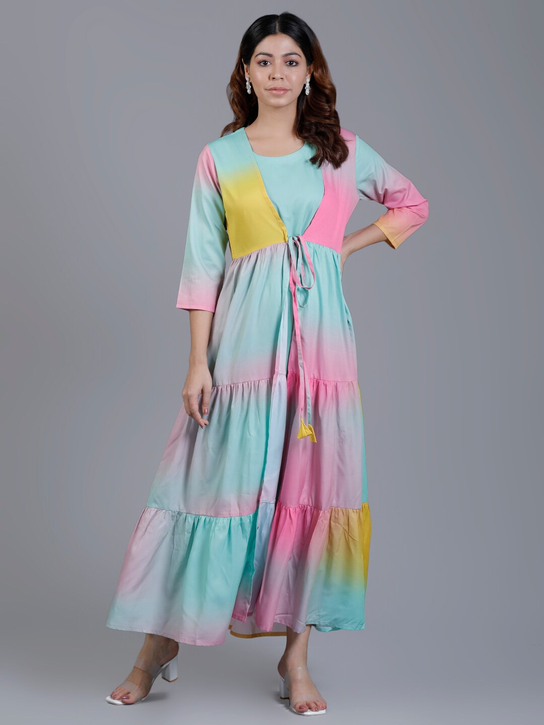

V TRADITION Tie and Dye Organic Cotton Maxi Dress, Blue