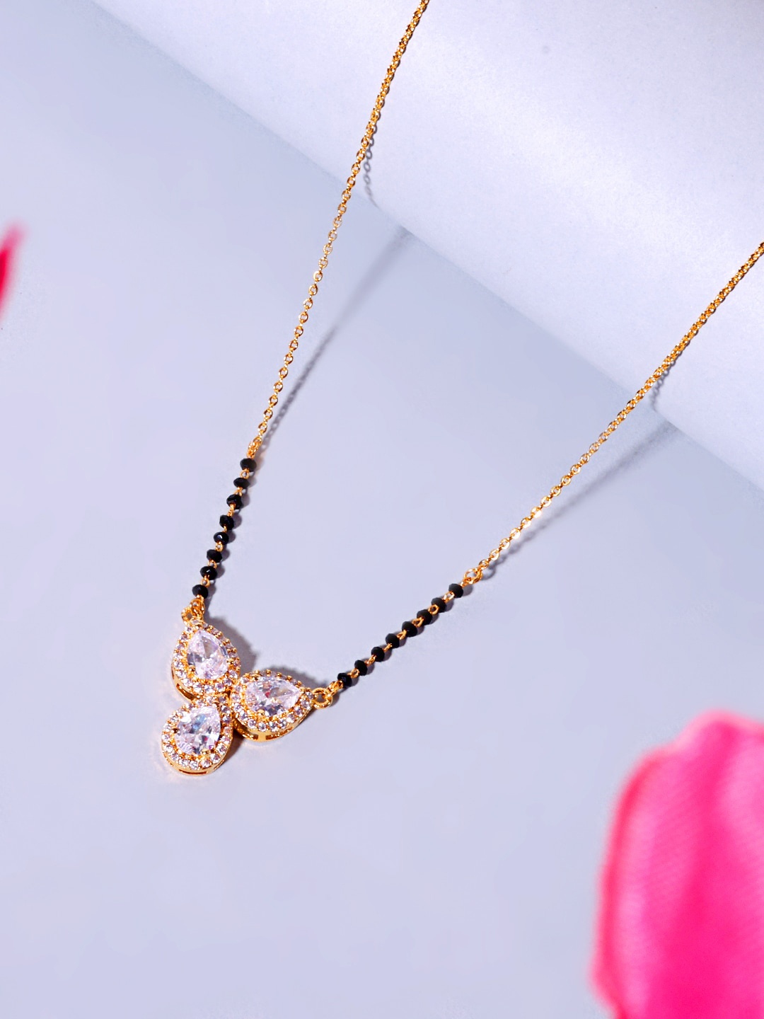 

ABDESIGNS Gold-Plated Stone Studded & Beaded Mangalsutra