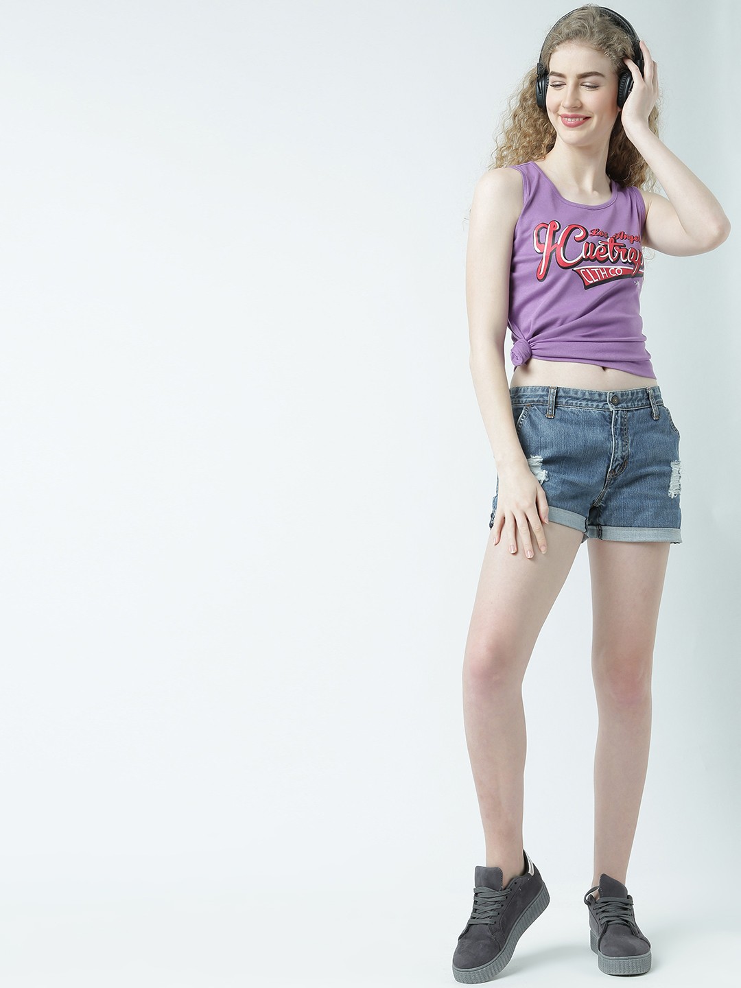 

Huetrap Women Purple Printed Tank Top