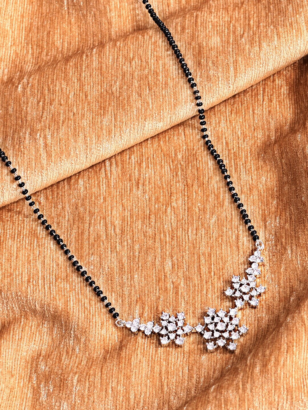 

ABDESIGNS Silver-Plated AD-Studded & Beaded Mangalsutra