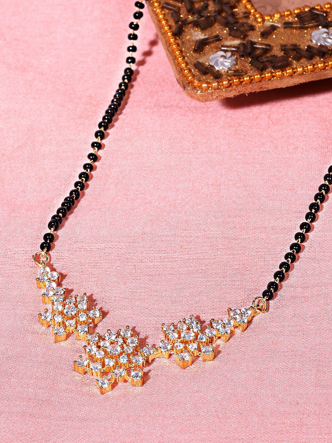 

ABDESIGNS Gold-Plated Stone Studded & Beaded Mangalsutra