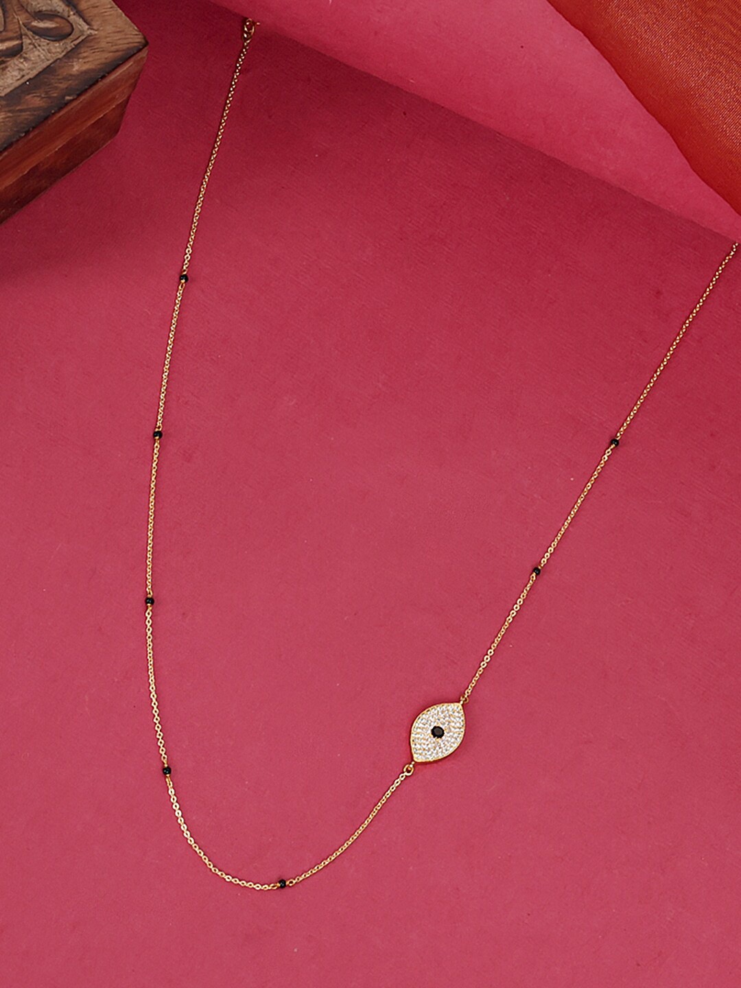 

ABDESIGNS Gold-Plated AD Studded & Beaded Mangalsutra