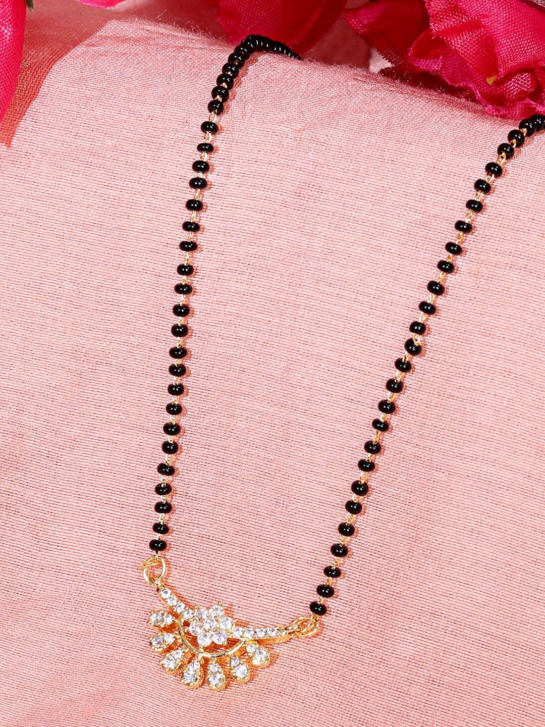 

ABDESIGNS Gold-Plated Stone Studded & Beaded Mangalsutra