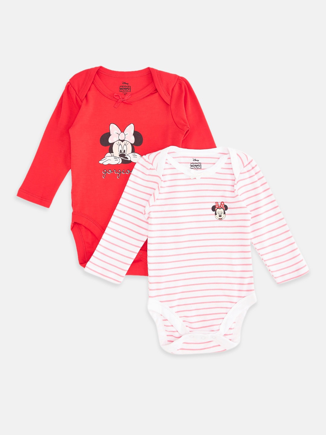 

Pantaloons Baby Infants Girls Pack Of 2 Printed Cotton Bodysuits, Red