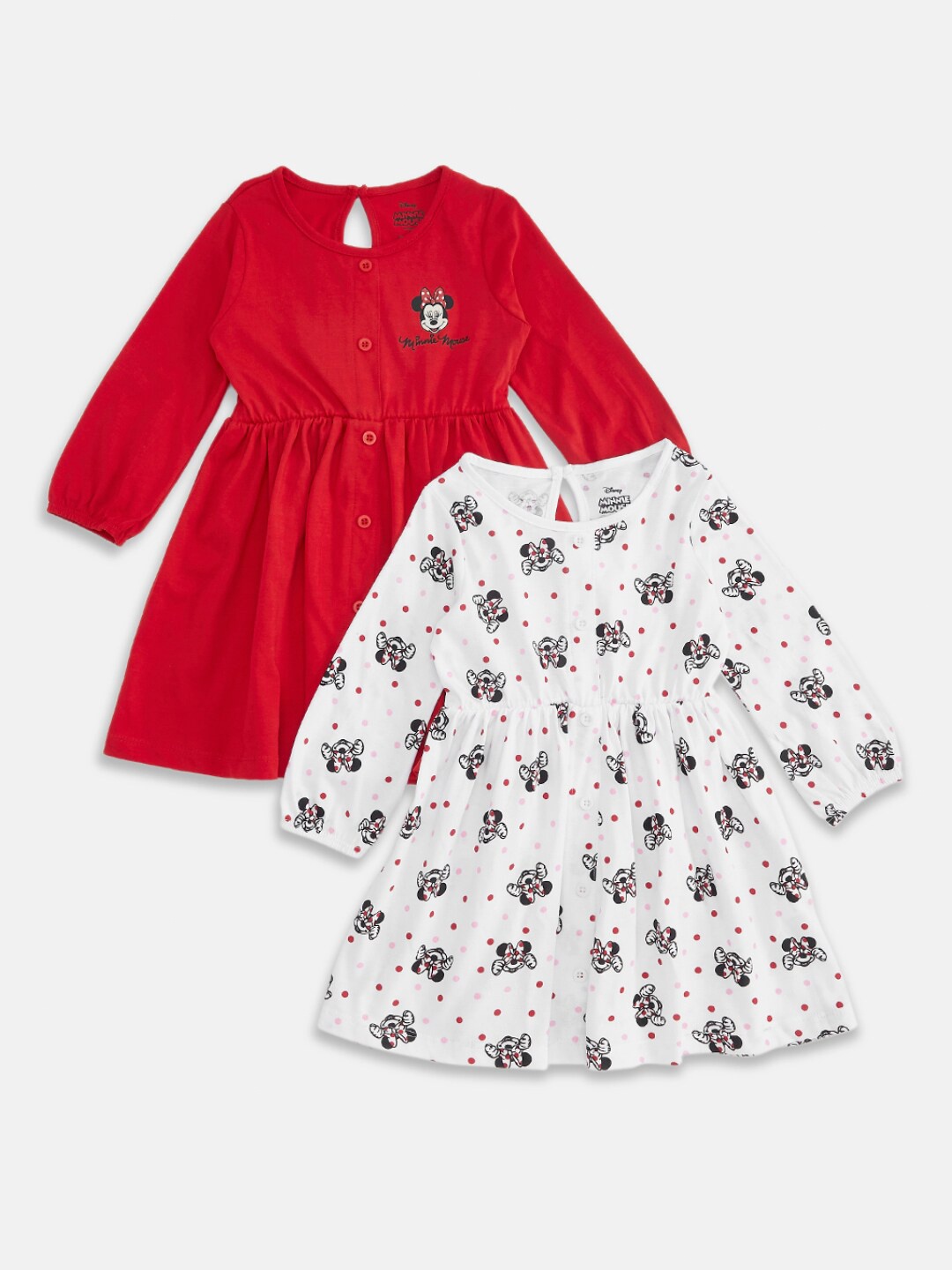 

Pantaloons Baby Girls Pack Of 2 Cartoon Characters Printed Cotton Fit & Flare Dress, Red
