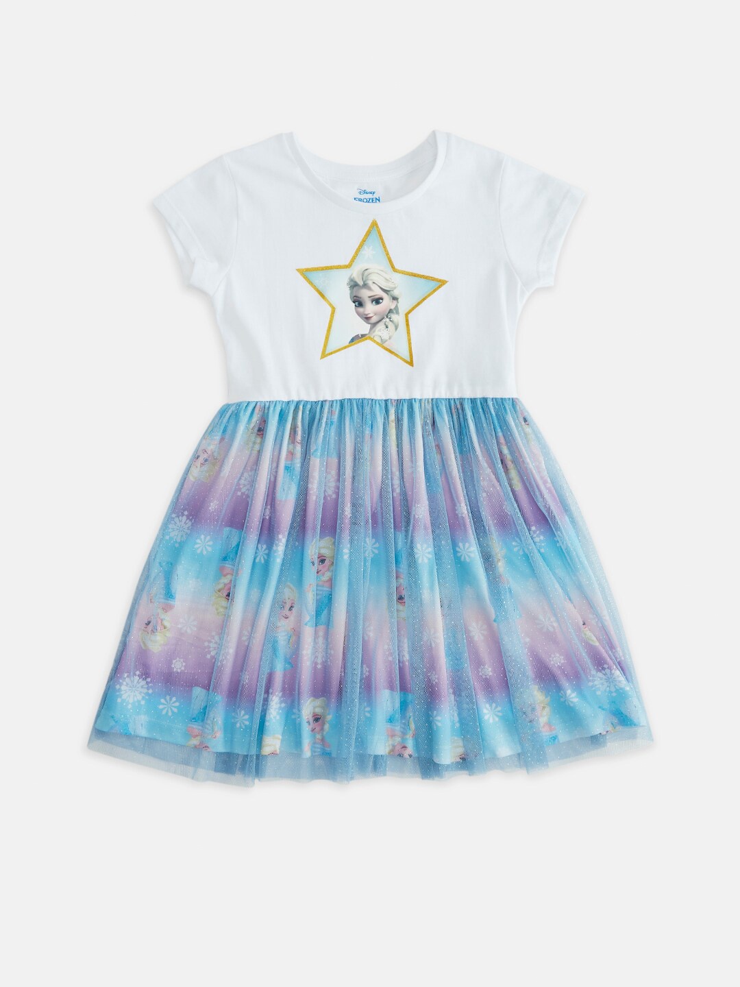

Pantaloons Junior Frozen Printed Fit & Flare Dress, White