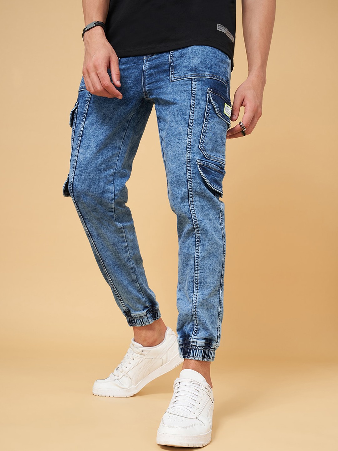 

Street Armor by Pantaloons Men Mid-Rise Heavy Fade Jogger Fit Jeans, Blue