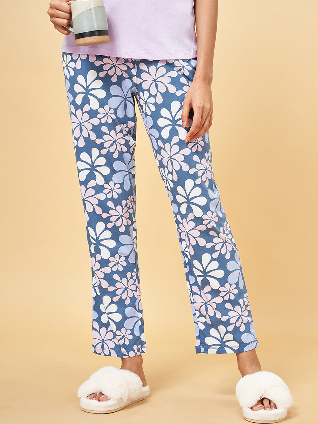 

Dreamz by Pantaloons Women Printed Cotton Lounge Pants, Blue