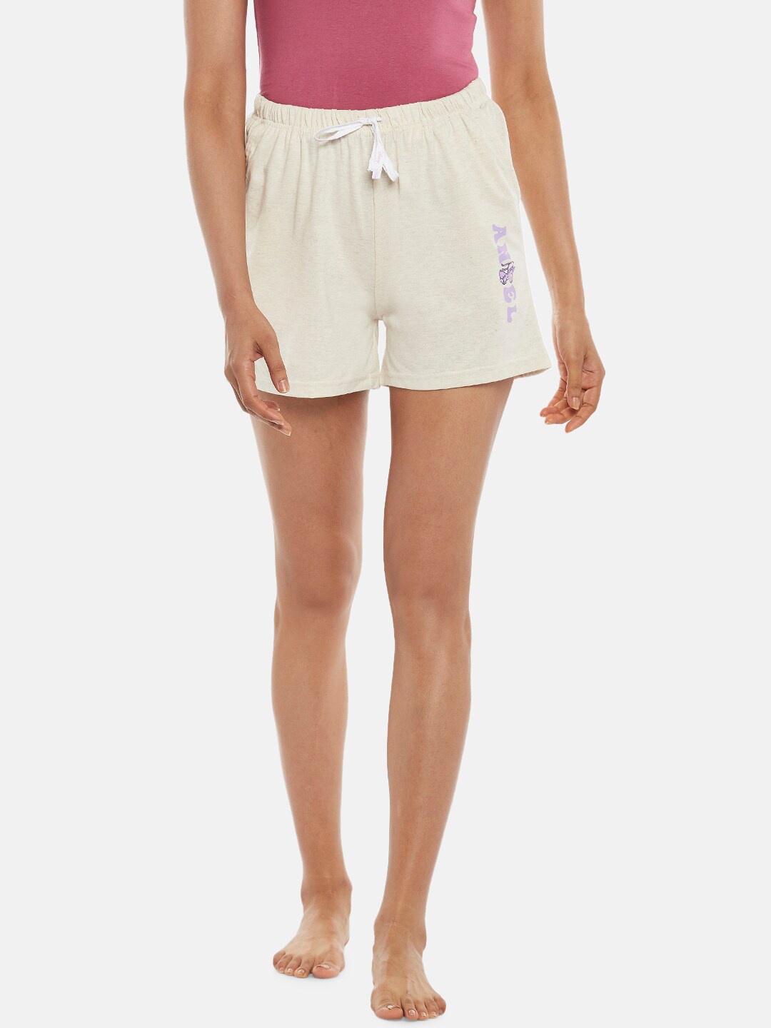 

Dreamz by Pantaloons Women Mid-Rise Cotton Lounge Shorts, Off white