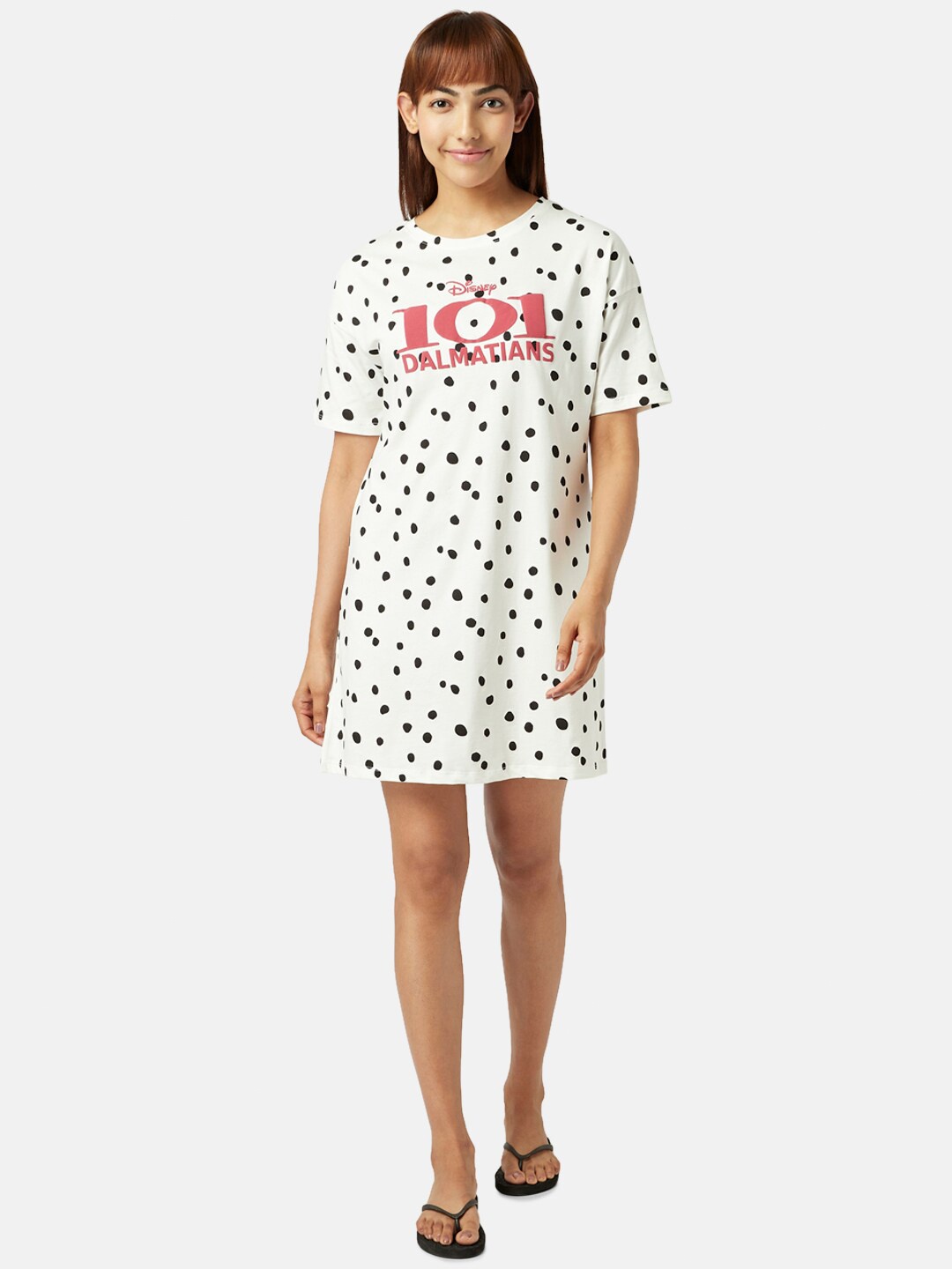 

Dreamz by Pantaloons 101 Dalmations Printed Cotton T-Shirt Nightdress, White