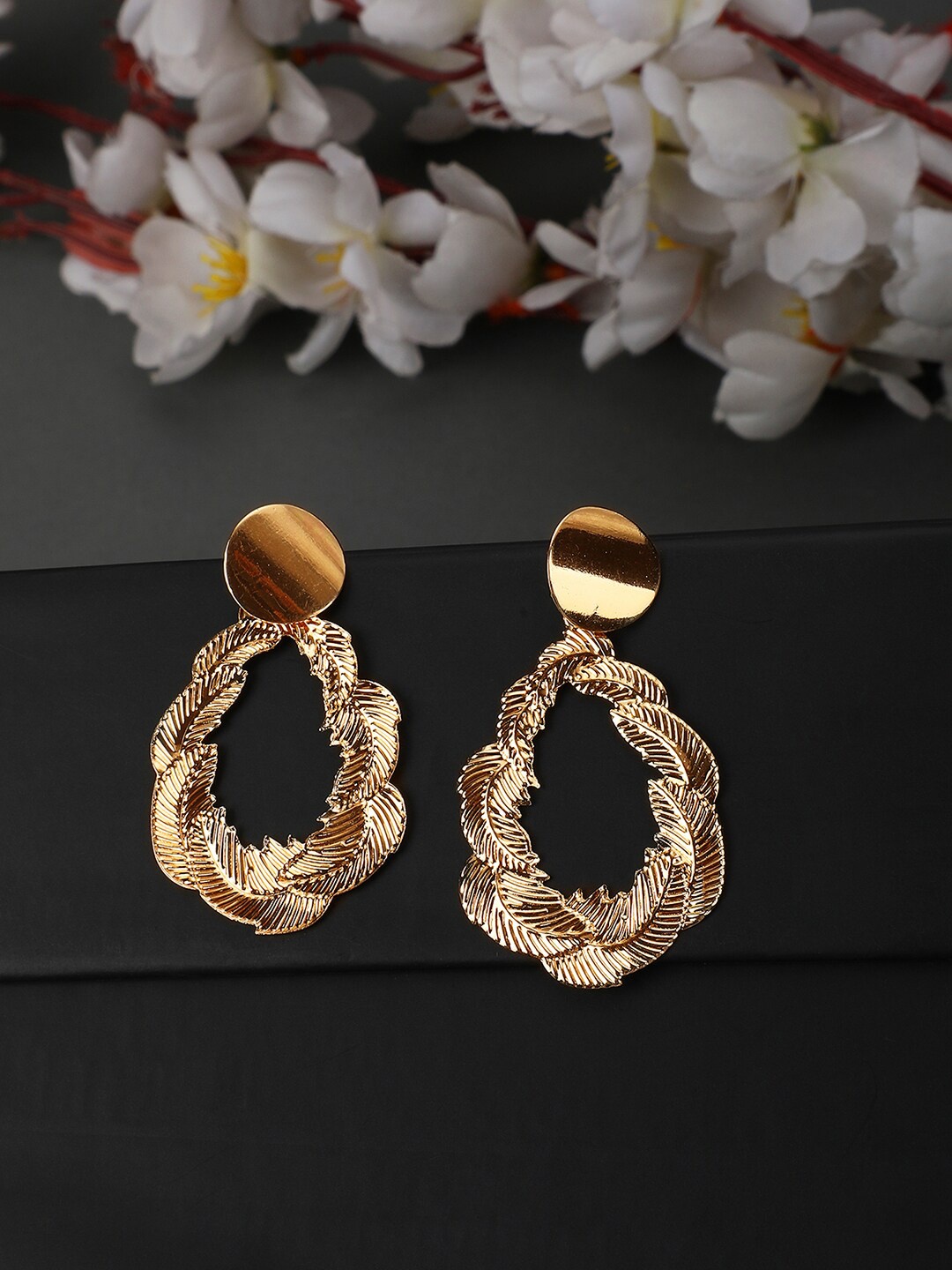 

Bhana Fashion Gold Plated Contemporary Drop Earrings