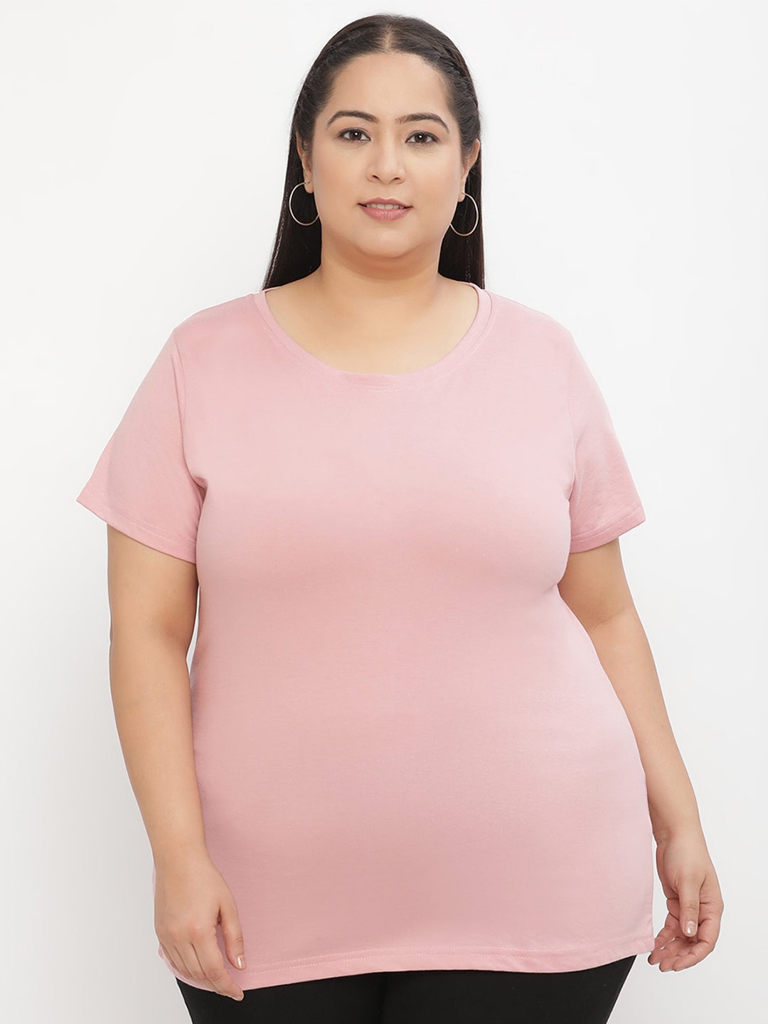 

UnaOne Plus Size Slim Fit Pure Cotton T-shirt, Peach