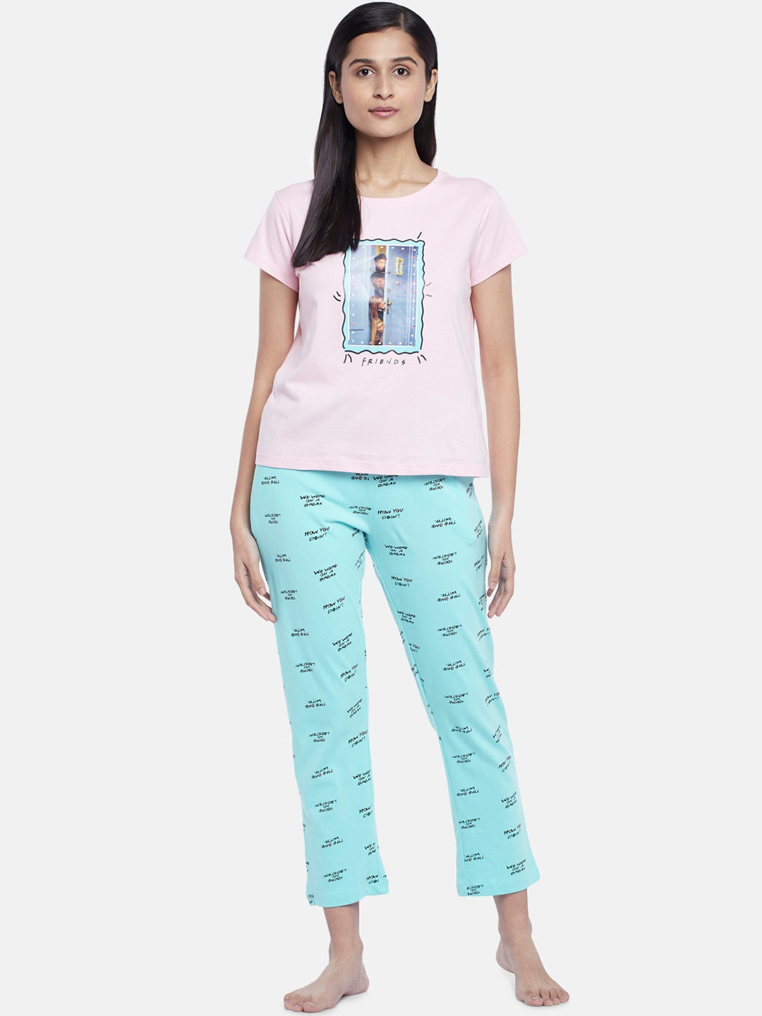 

Dreamz by Pantaloons Typography Printed Pure Cotton Night Suit, Pink