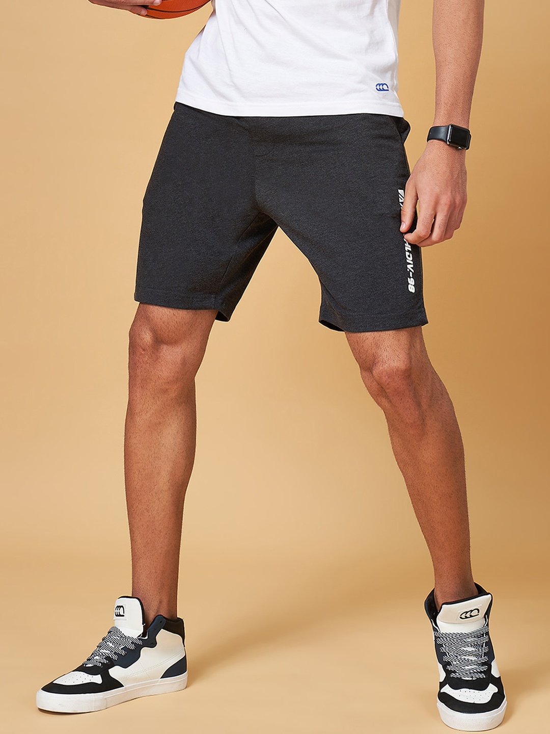 

Ajile by Pantaloons Men Slim Fit Outdoor Sports Shorts, Charcoal