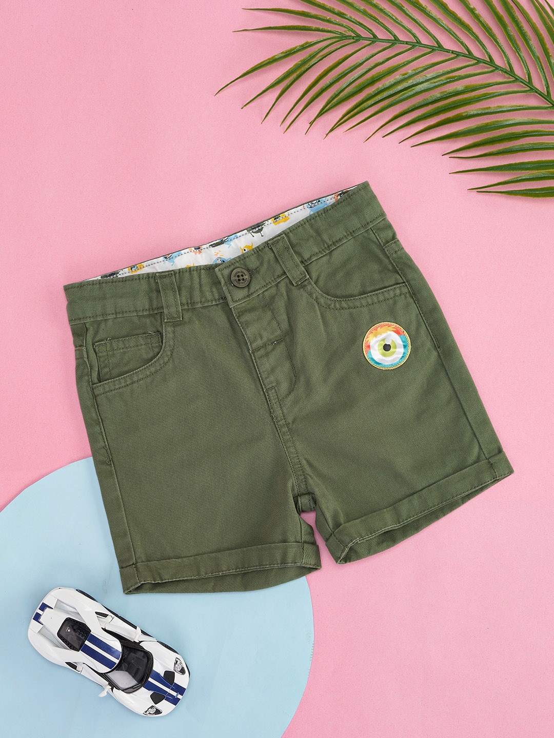 

Pantaloons Baby Boys Mid-Rise Casual Cotton Shorts, Olive