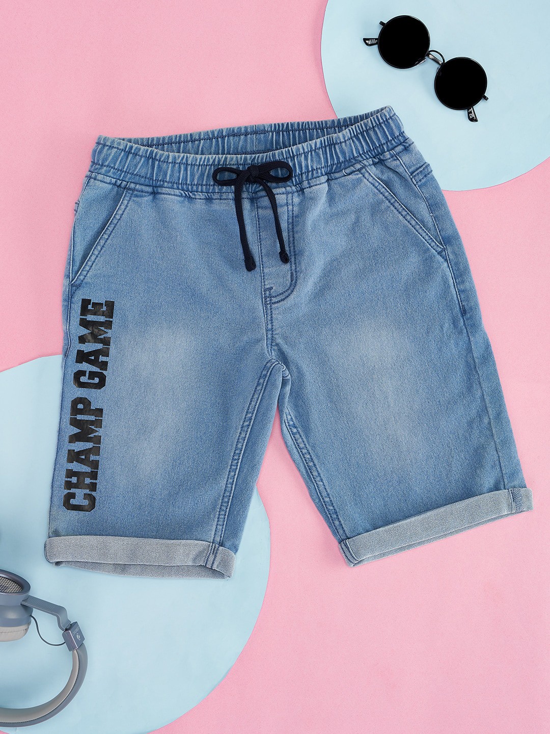 

Pantaloons Junior Boys Mid-Rise Washed Denim Shorts, Blue