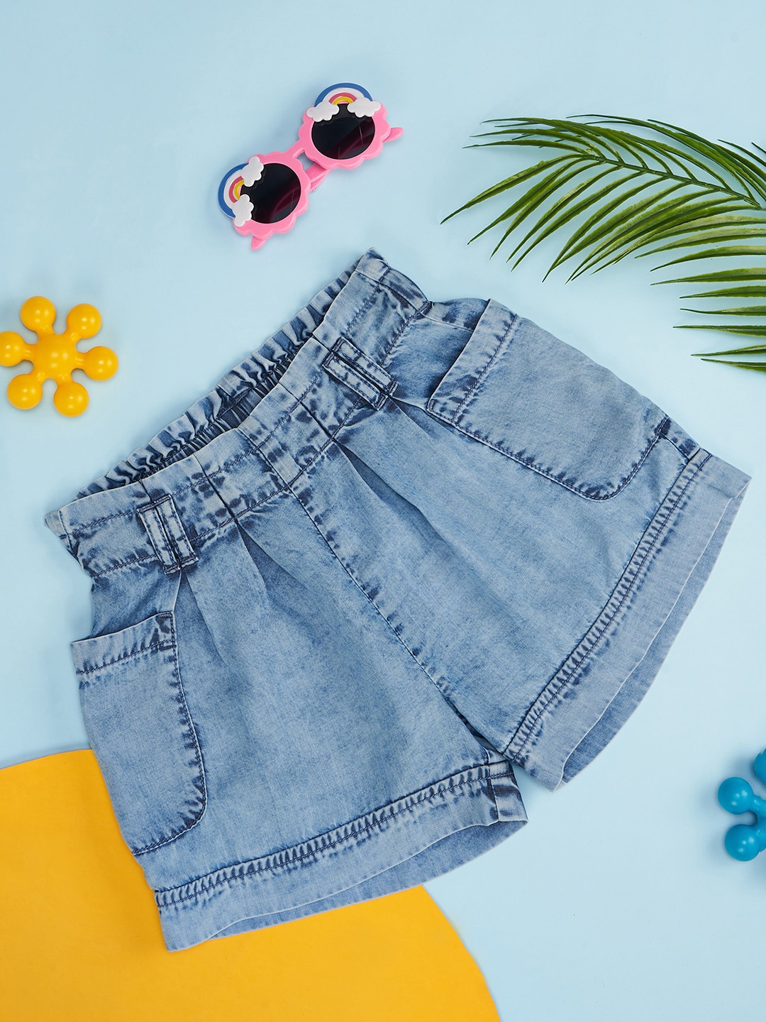 

Pantaloons Junior Girls Mid-Rise Casual Denim Shorts, Blue