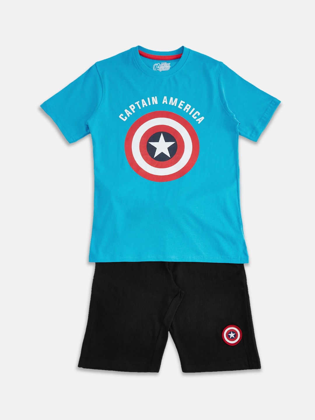 

Pantaloons Junior Boys Captain America Printed T-shirt with Shorts, Blue
