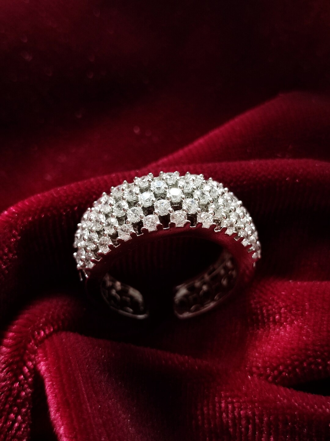 

Pihtara Jewels Silver-Plated & AD-Studded Adjustable Finger Ring