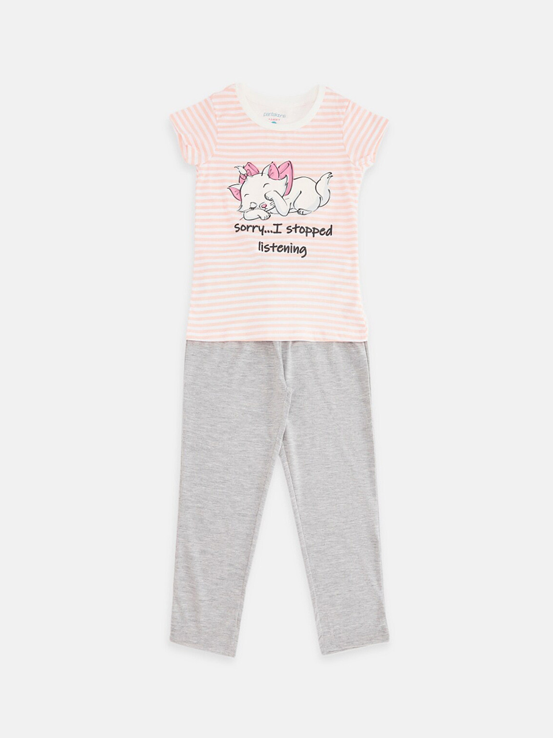 

Pantaloons Junior Girls Striped Cotton Pyjama Set, Peach