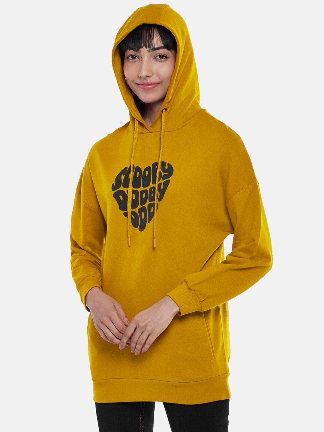 

Honey by Pantaloons Typography Printed Hooded Pullover Sweatshirt, Mustard