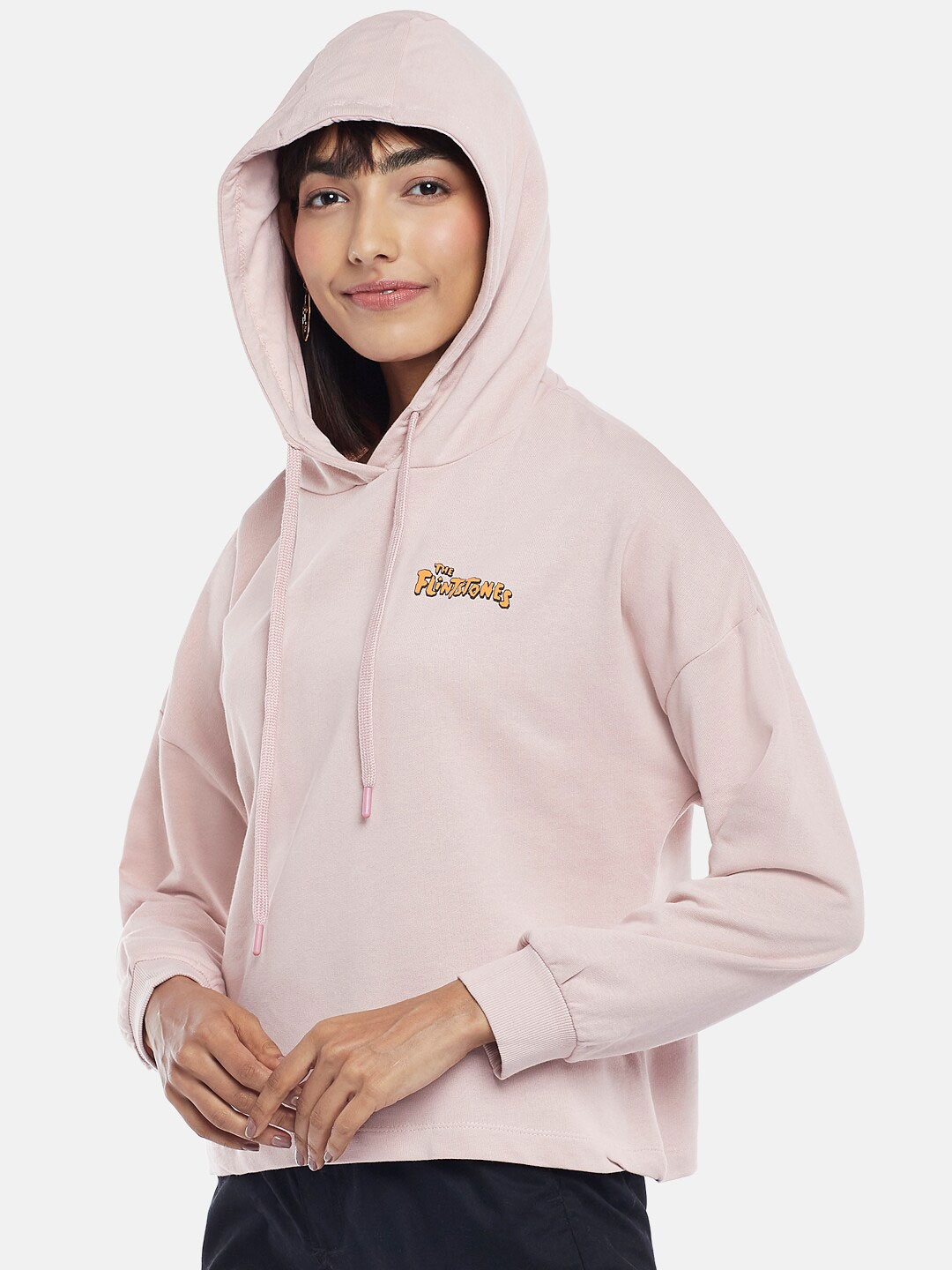 

Honey by Pantaloons Graphic Printed Hooded Cotton Pullover Sweatshirt, Nude