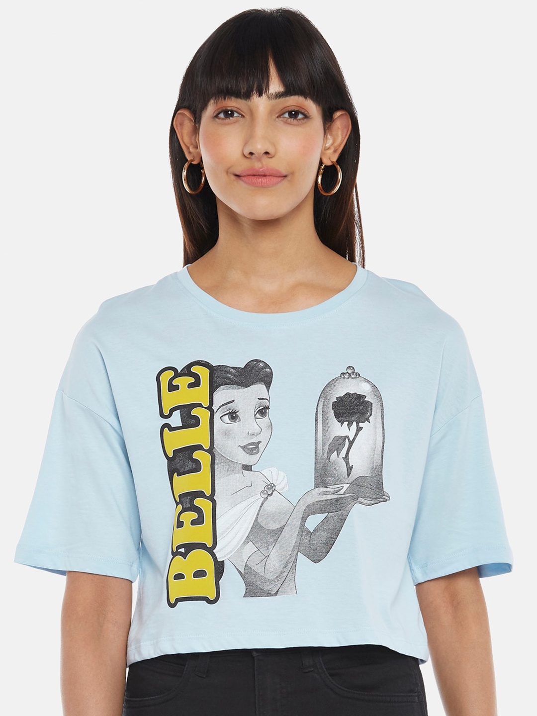 

Honey by Pantaloons Disney Princess Graphic Printed Cotton Crop Top, Blue
