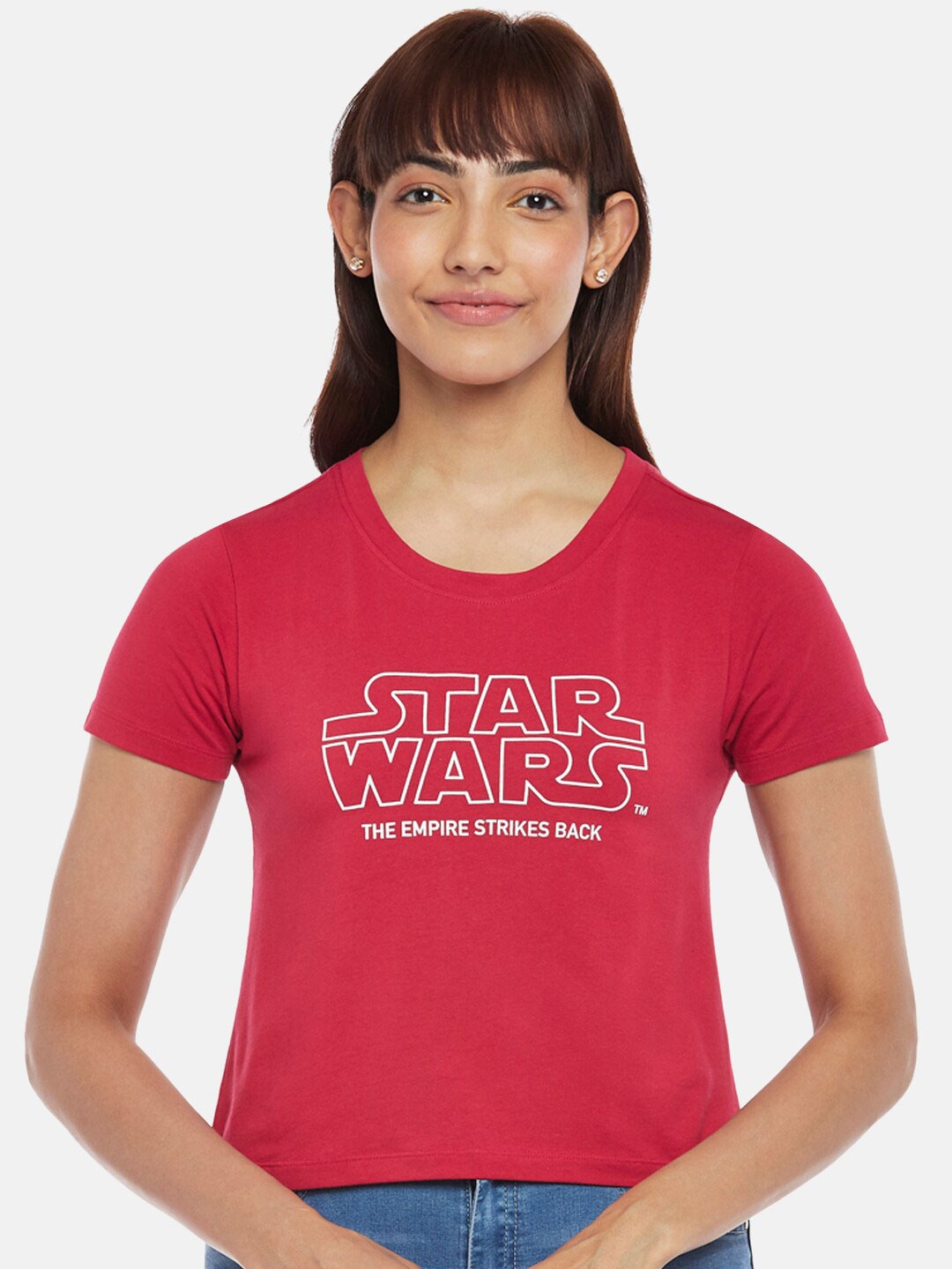 

Honey by Pantaloons Star Wars Typography Printed Cotton Crop Top, Red