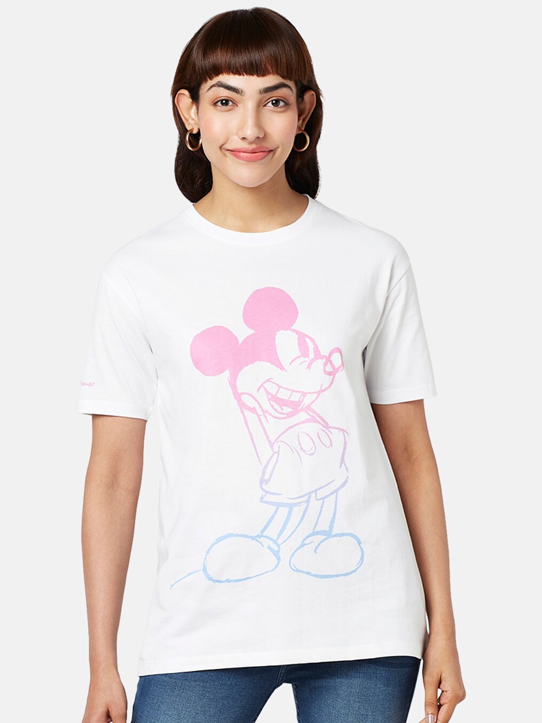 

Honey by Pantaloons Mickey Mouse Printed Cotton Top, White