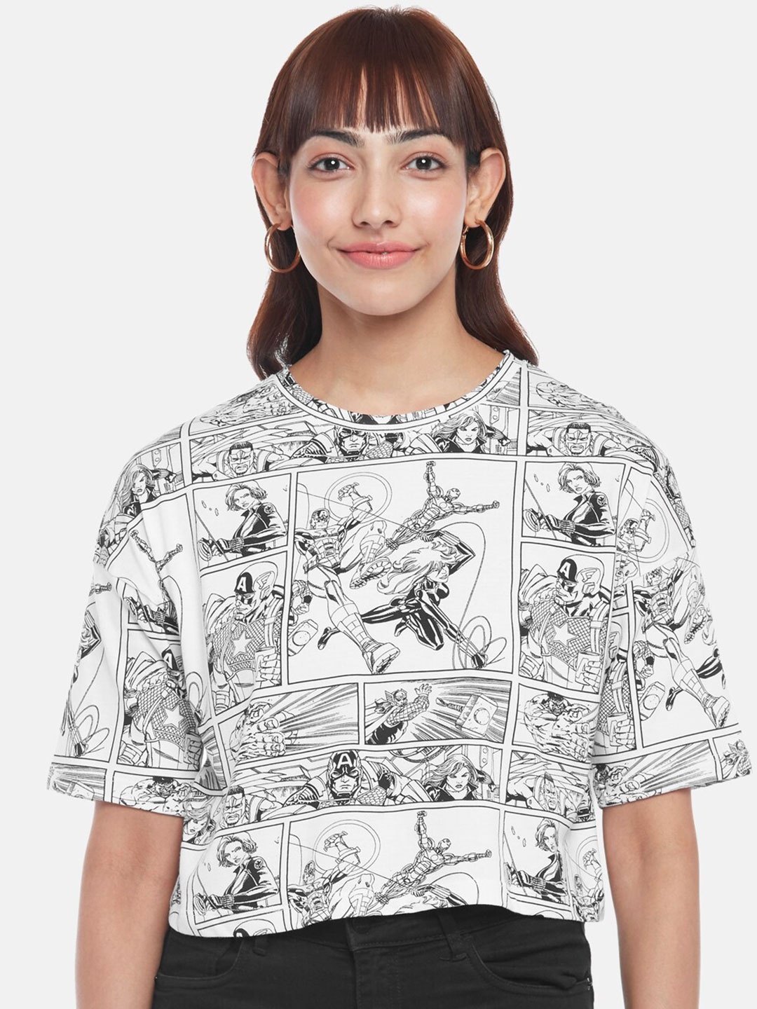 

Honey by Pantaloons Graphic Printed Cotton Top, White