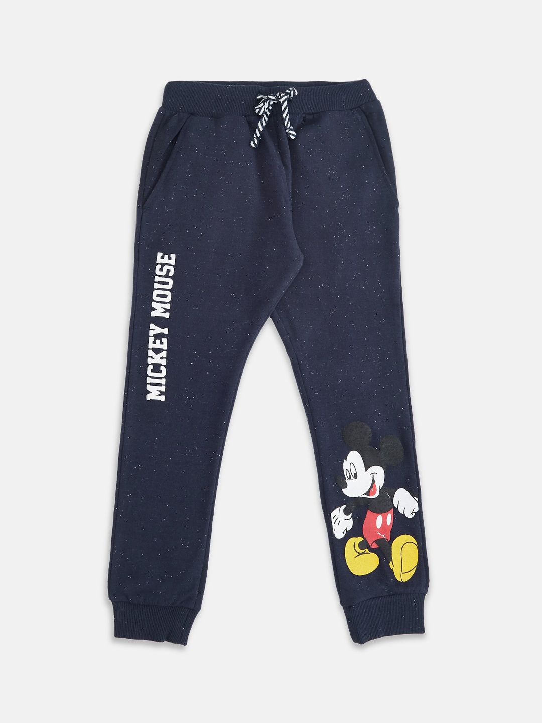 

Pantaloons Junior Boys Micky Mouse Printed Cotton Joggers, Navy blue