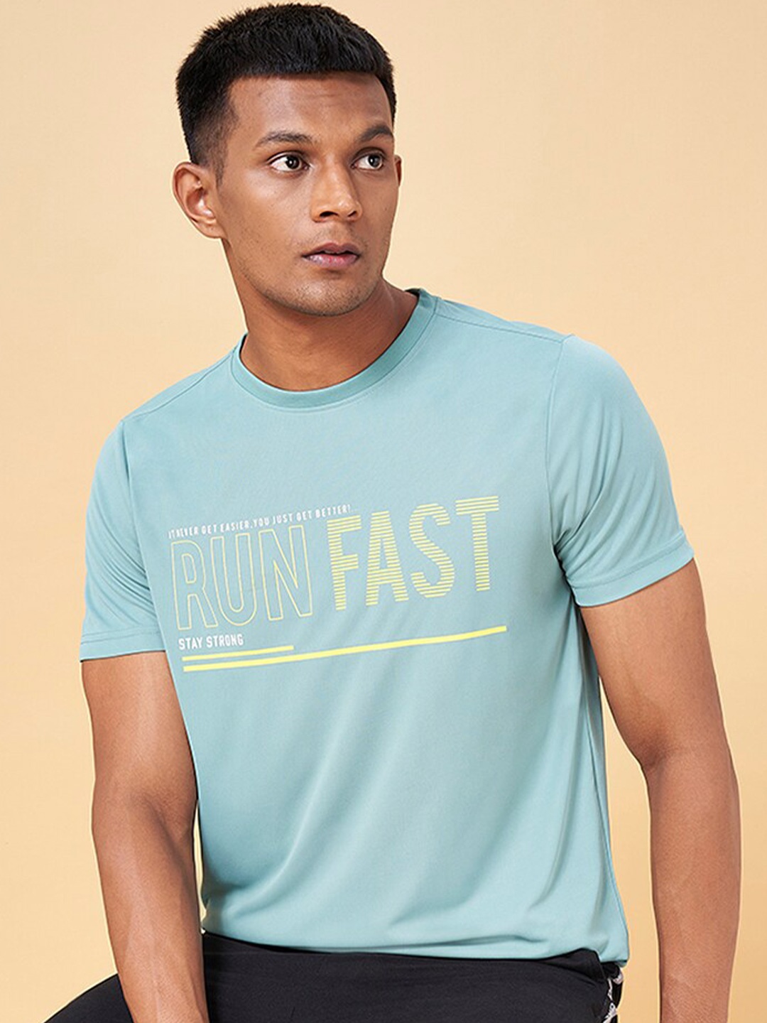Ajile by Pantaloons Typography Printed Slim Fit T-Shirt, Blue