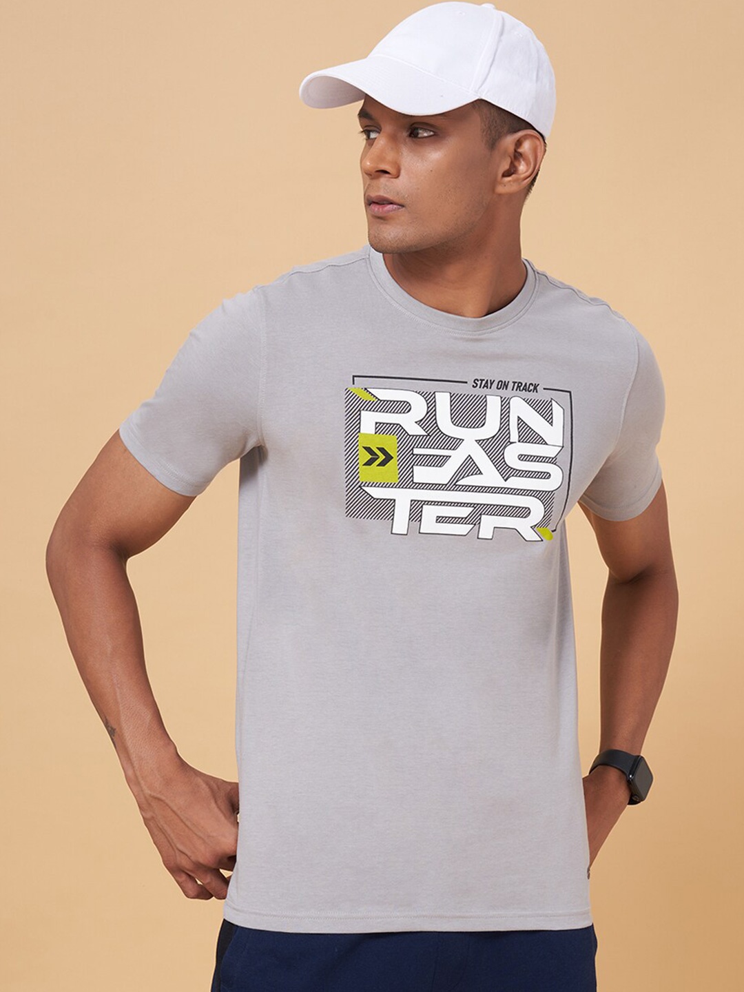 

Ajile by Pantaloons Typography Printed Slim Fit T-Shirt, Grey