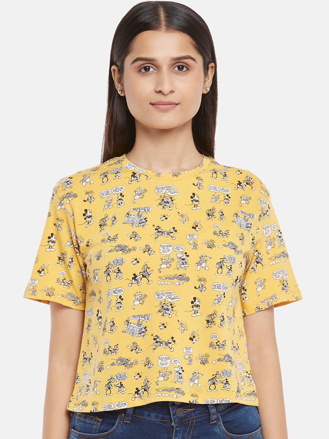 

Honey by Pantaloons Conversational Printed Cotton T-shirt, Mustard