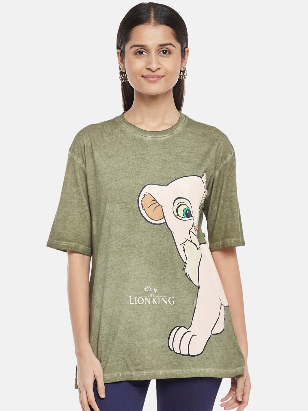 

Honey by Pantaloons Lion King Printed Cotton T-shirt, Olive