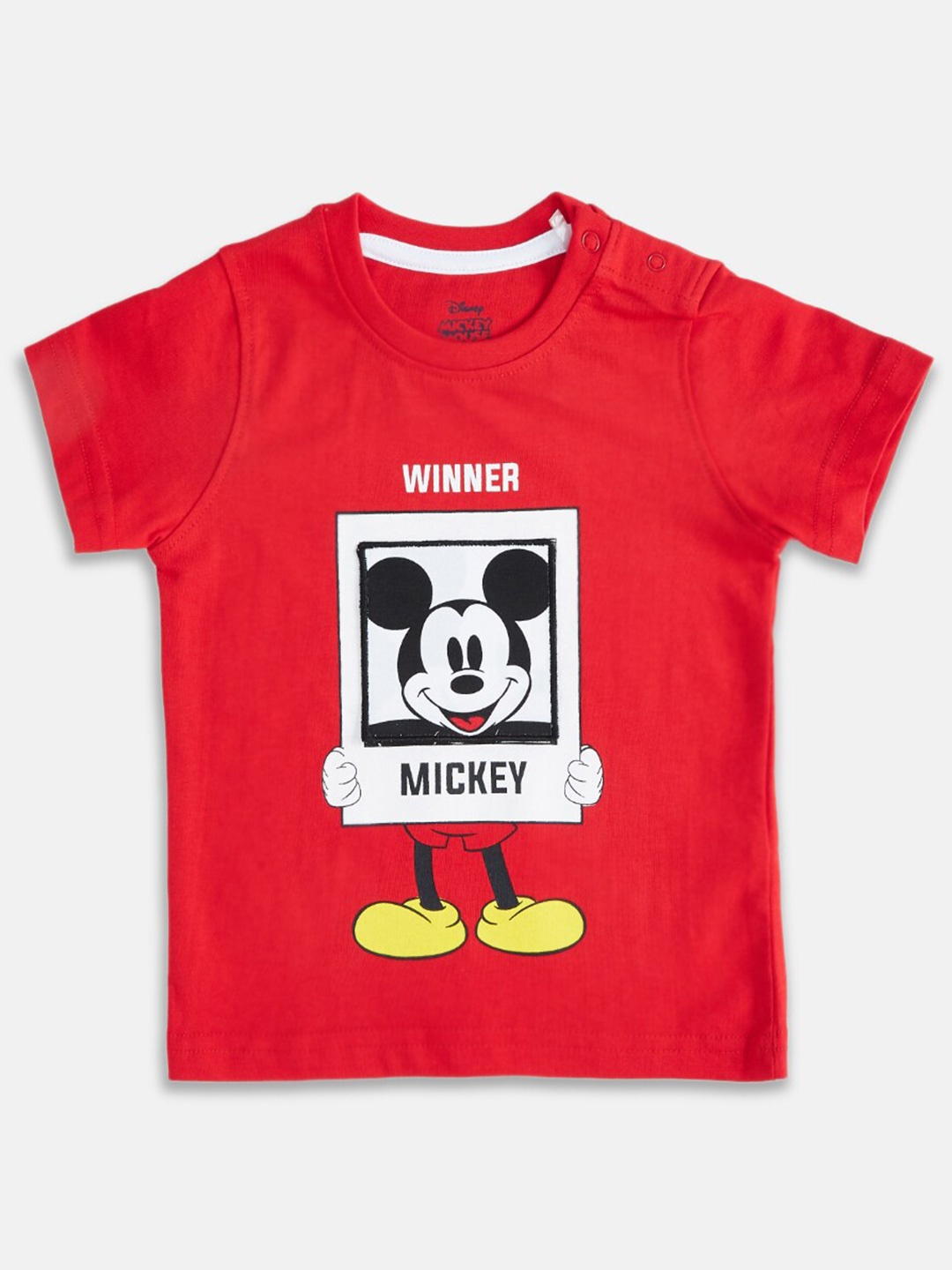 

Pantaloons Baby Boys Mickey Mouse Graphic Printed Cotton T-Shirt, Red