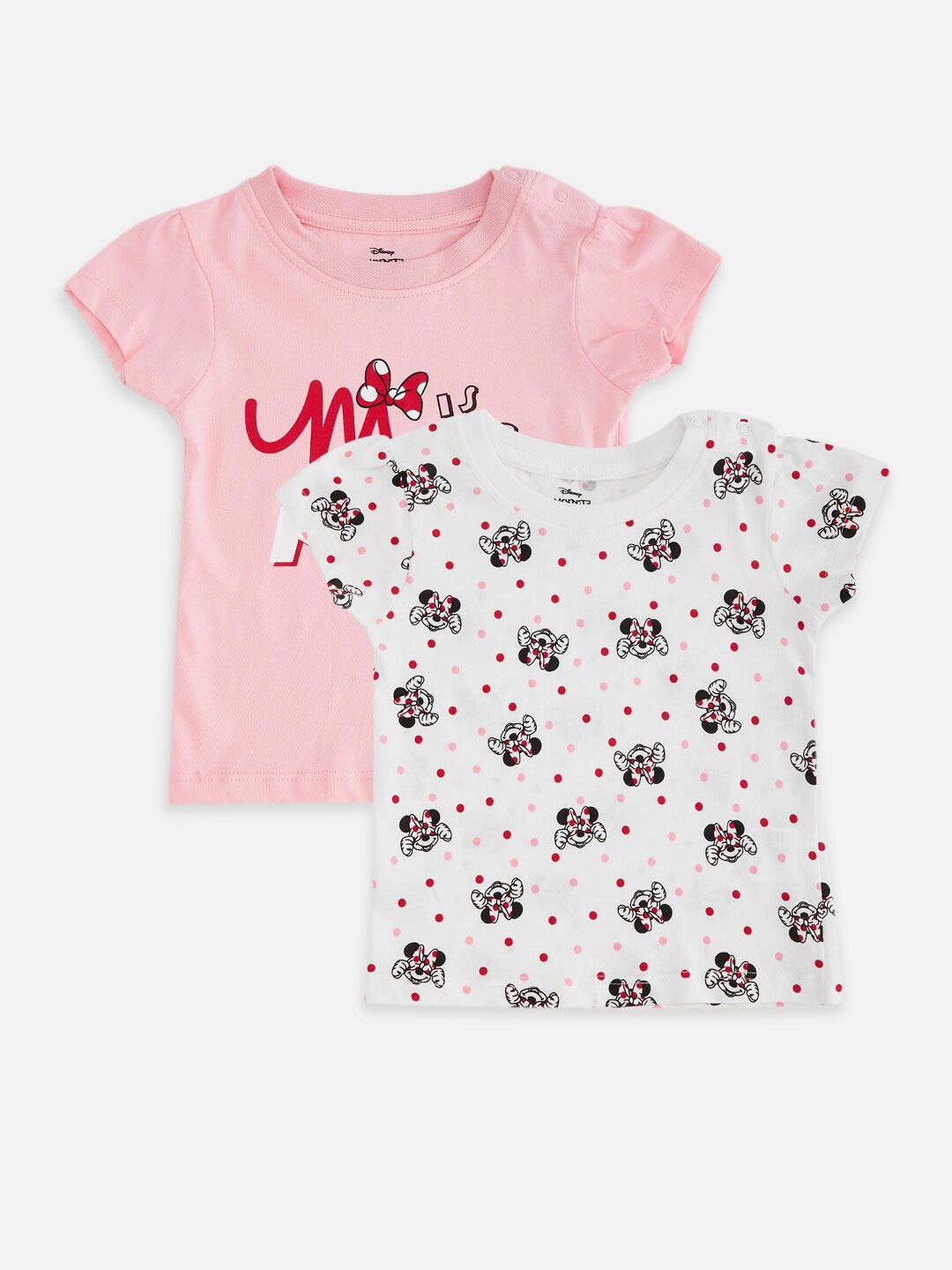 

Pantaloons Baby Infant Girls Pack Of 2 Minnie Mouse Printed T-shirts, Pink