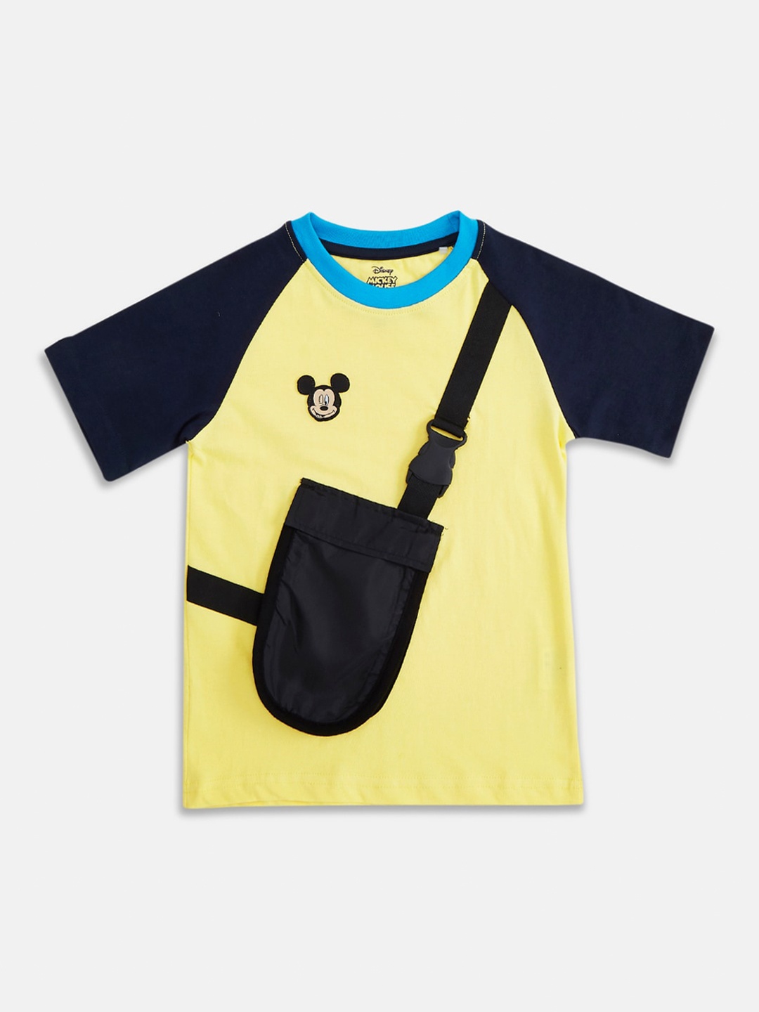 

Pantaloons Junior Boys Mickey Mouse Printed Cotton T-shirt, Yellow