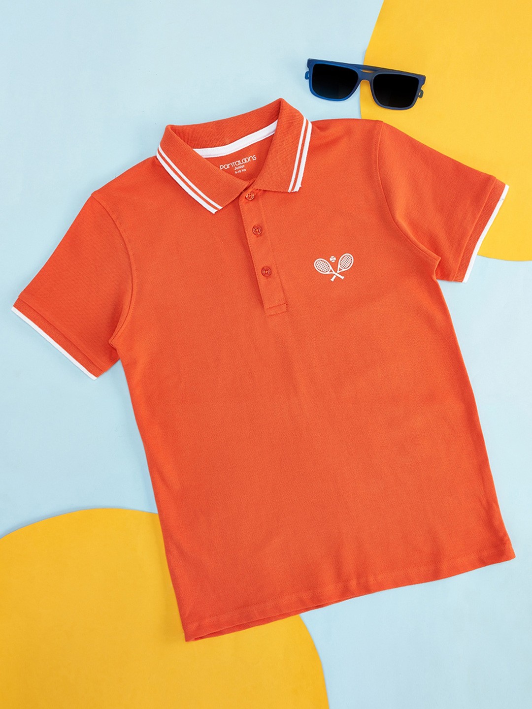 

Pantaloons Junior Boys Polo Collar Cotton T-Shirt, Orange