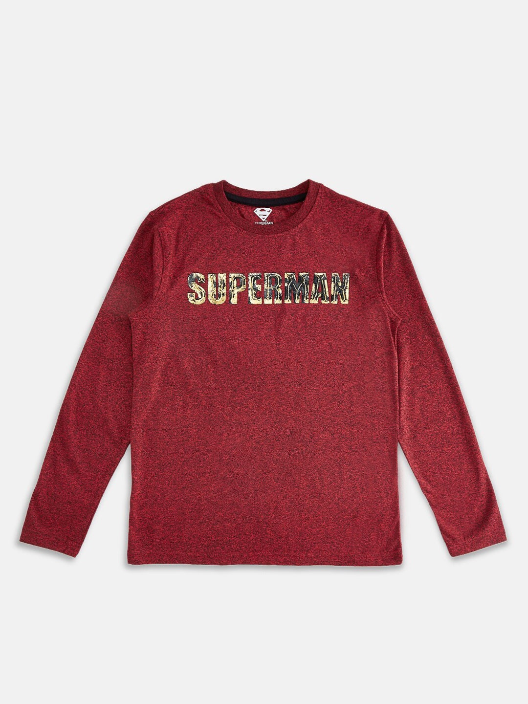 

Pantaloons Junior Boys Typography Superman Printed Cotton T-shirt, Maroon
