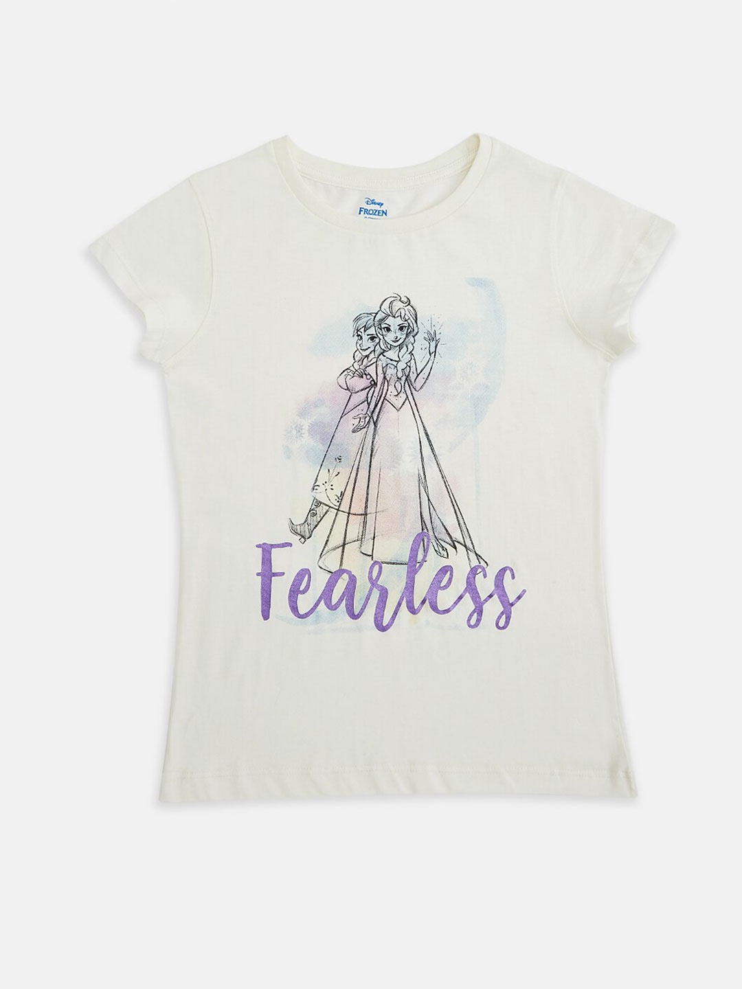 

Pantaloons Junior Girls Graphic Frozen Printed Cotton T-Shirt, Off white
