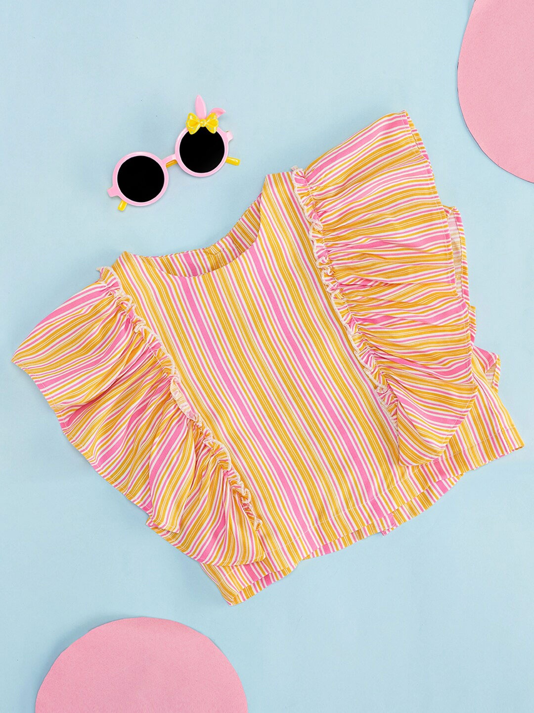 

Pantaloons Junior Girls Striped Cotton T-Shirt, Pink