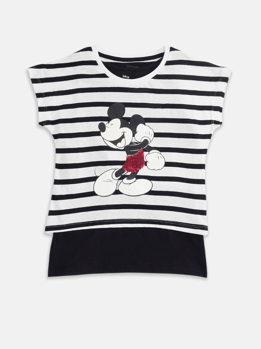 

Pantaloons Junior Girls Embellished Graphic Mickey Mouse Printed Cotton T-Shirt, White